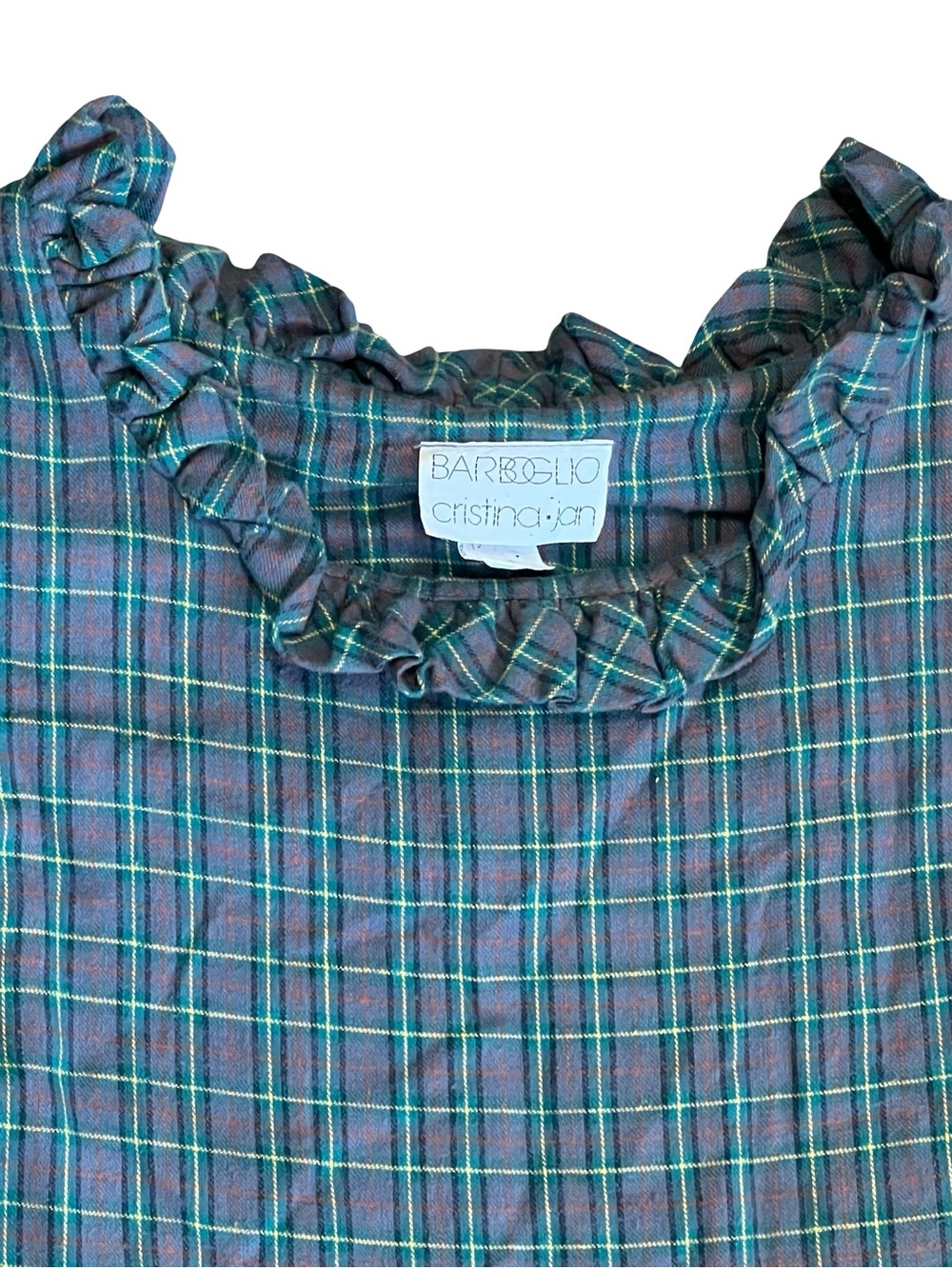 Barboglio Cristina Jan Vintage 80s S Plaid Prairie Dress Ruffle Cotton Flannel - Picture 6 of 16